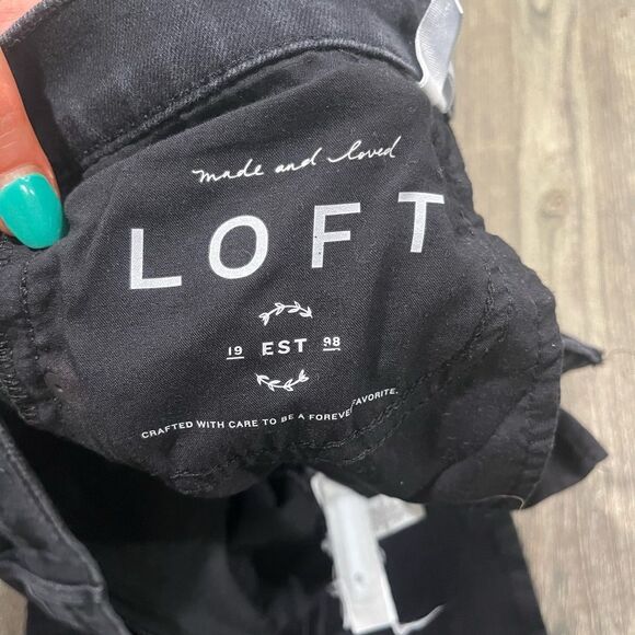LOFT Womens Straight Jeans Mid Rise Denim Cotton Blend Stretch Black Size 25 - Picture 10 of 13